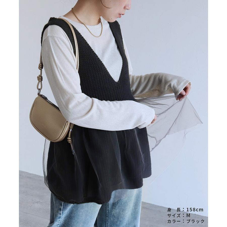 reca（レカ） ニット×チュールVネックペプラムベスト bel-y-77502