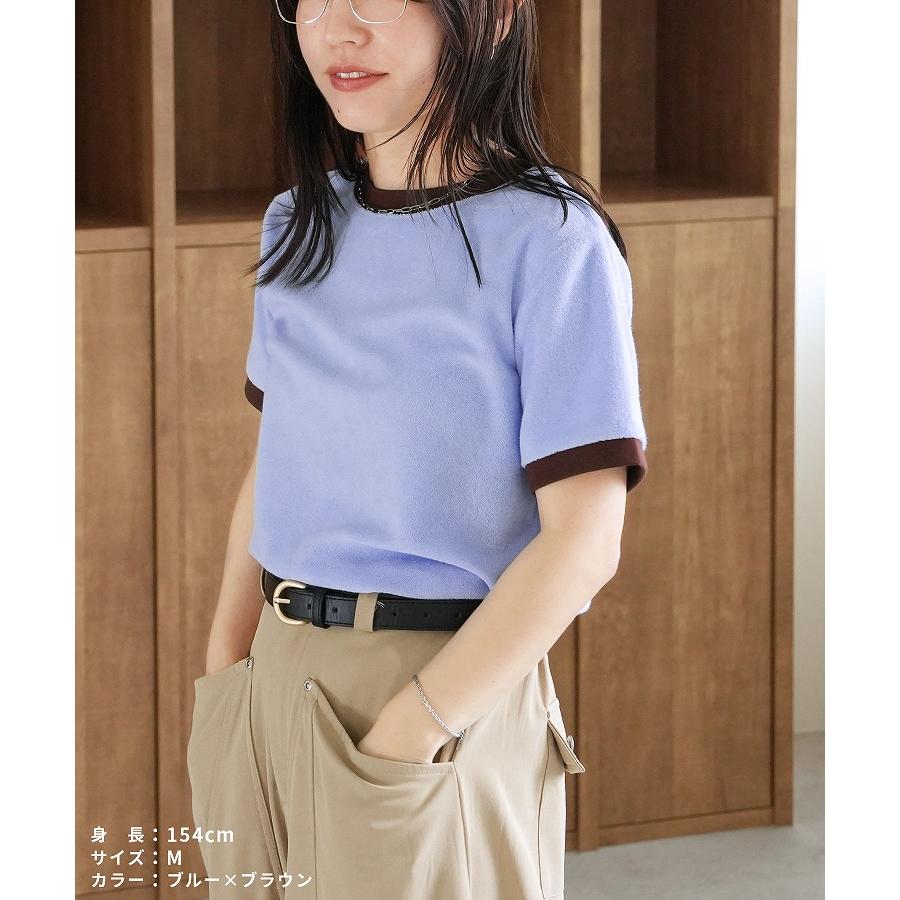 配色パイル地コンパクトTシャツ bel-z-33341 レディース 2026年夏新作