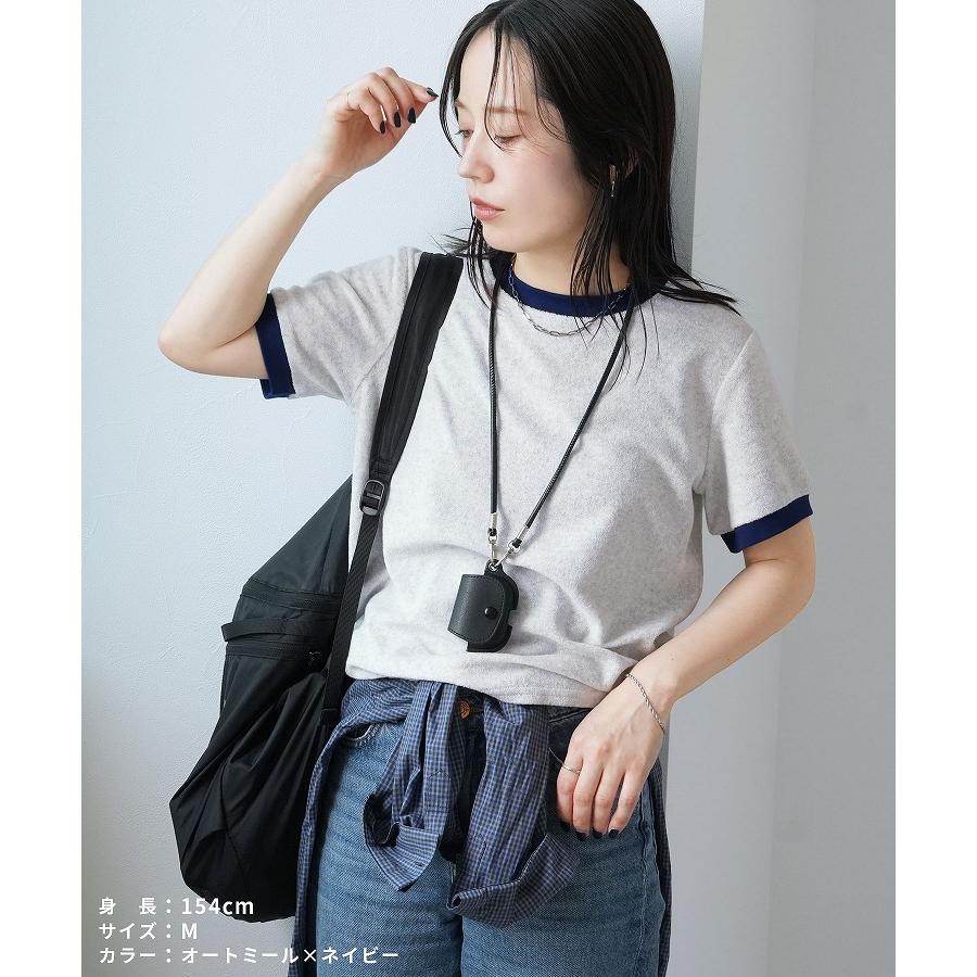 配色パイル地コンパクトTシャツ bel-z-33341 レディース 2026年夏新作