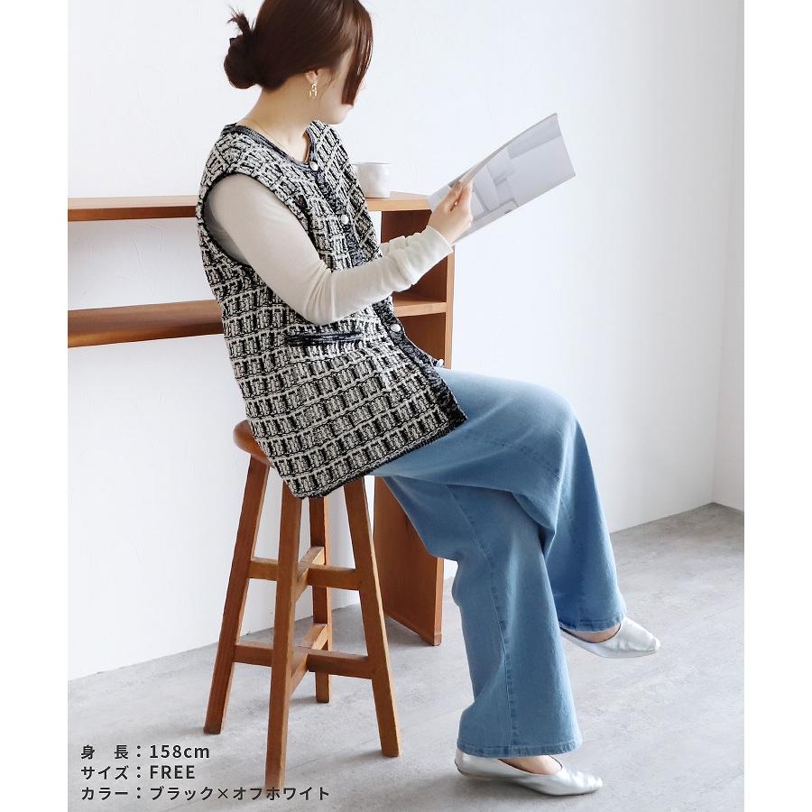 雑誌掲載♡完売 ella 大人気ツイード ベスト♡新品未使用 ツイード調ニットベスト day166522 レディース 2026年春新作 トップス