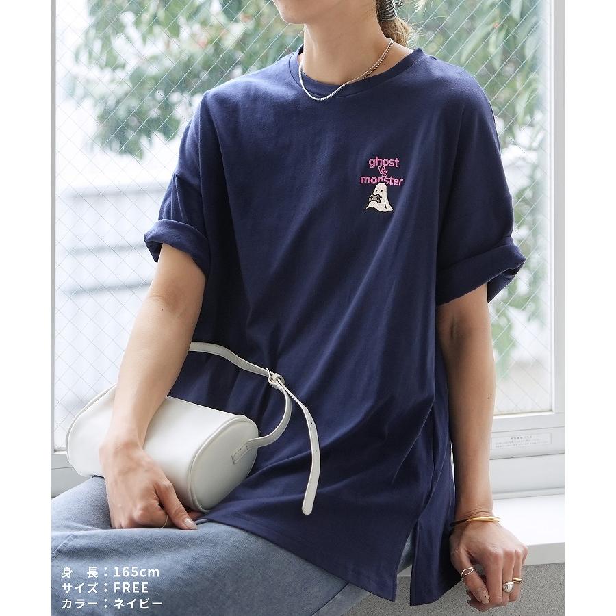 ゲームおばけの刺繍＆プリントロゴTシャツ day254957 レディース 