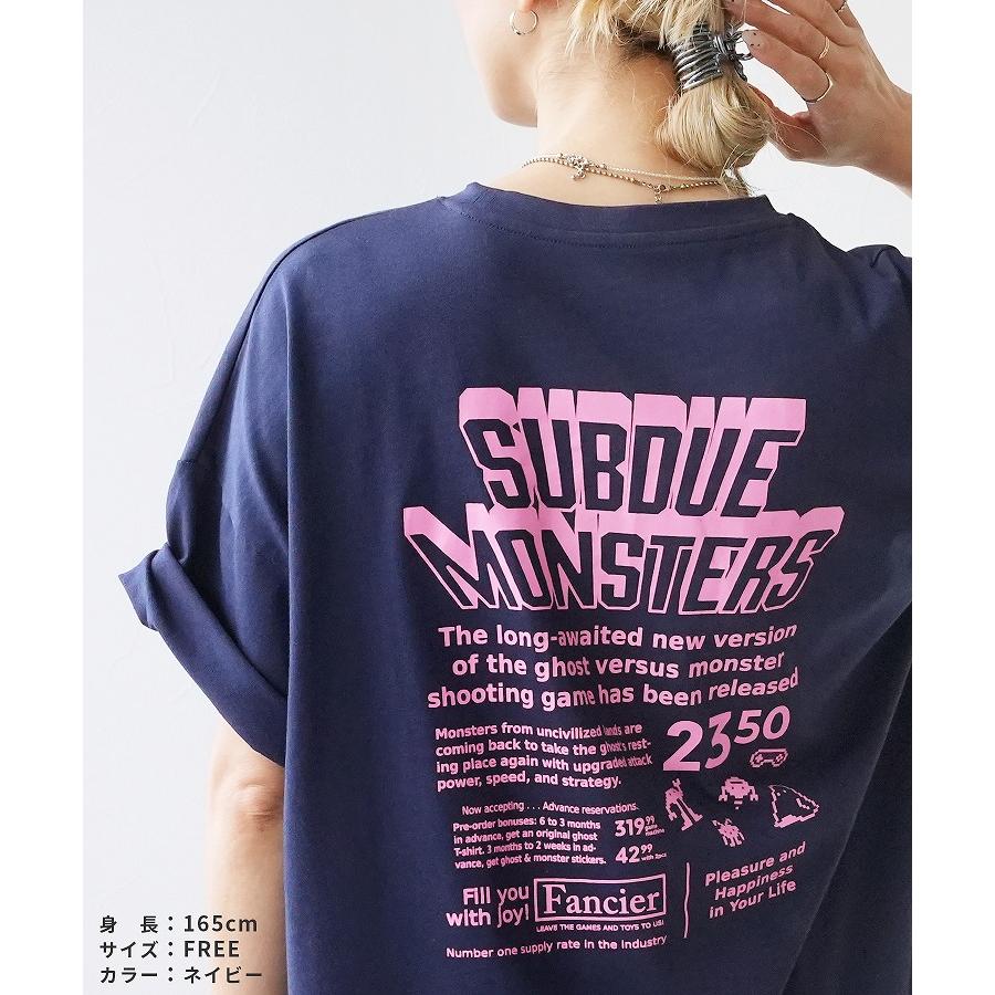ゲームおばけの刺繍＆プリントロゴTシャツ day254957 レディース