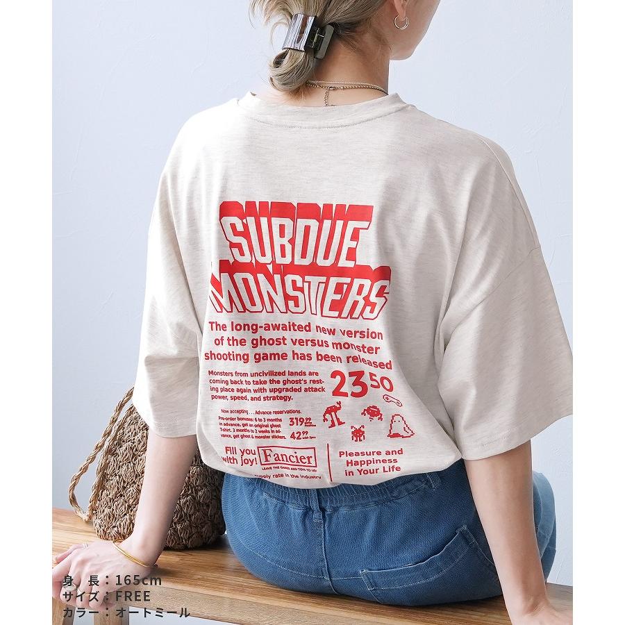 ゲームおばけの刺繍＆プリントロゴTシャツ day254957 レディース