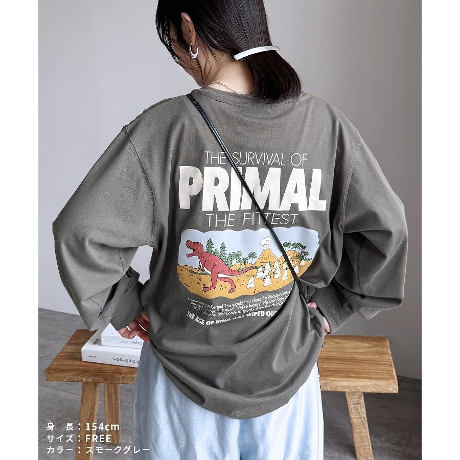 恐竜おばけ刺繍＆プリントロゴTシャツ day256068 レディース 2026年春