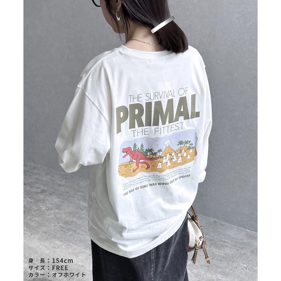 恐竜おばけ刺繍＆プリントロゴTシャツ day256068 レディース 2026年春