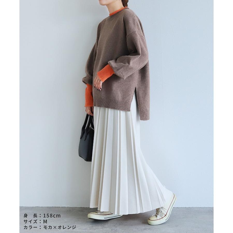 モックネック配色ニット dec-ch-2102 2025年秋新作 レディース