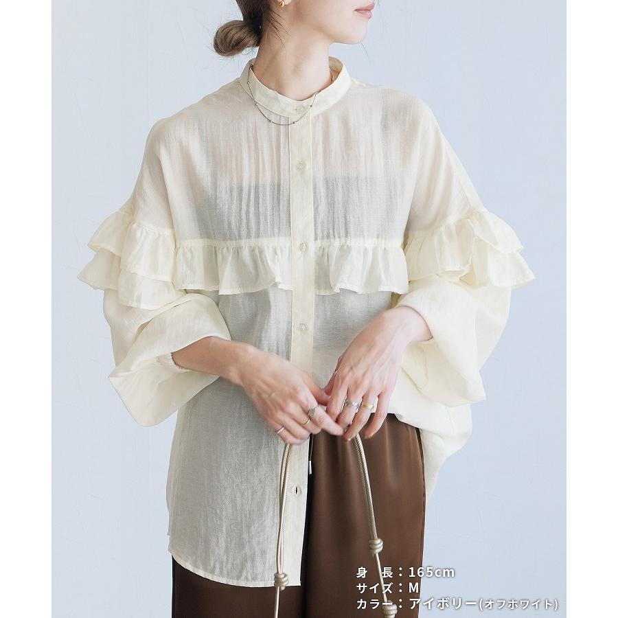 新品✨エイココンドウ シアー刺繍トップス フリルデザイン ブラウス　40 日本製 reca（レカ） フリルデザインシアーブラウス dec-co-1137 レディース