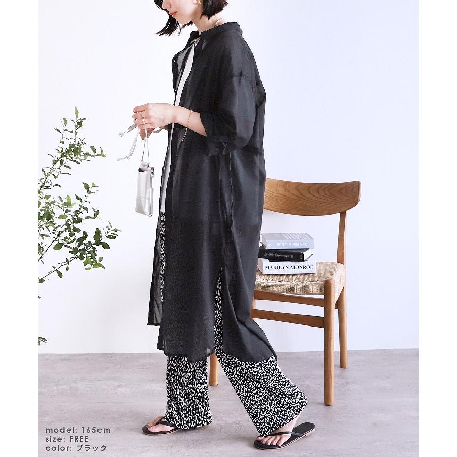 ロールアップドロストシアーシャツワンピース on3614080 レディース 2023年夏新作 シャツ 羽織 UV対策 紫外線対策 日焼け ネコ