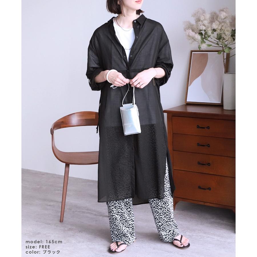 ロールアップドロストシアーシャツワンピース on3614080 レディース 2023年夏新作 シャツ 羽織 UV対策 紫外線対策 日焼け ネコ