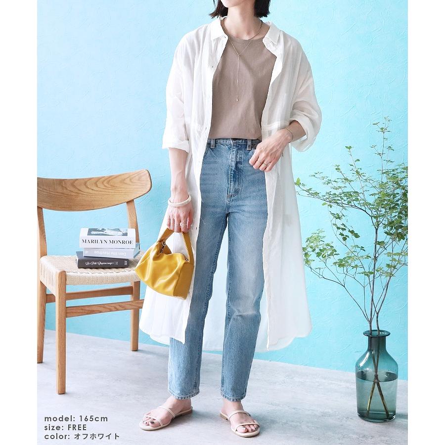 ロールアップドロストシアーシャツワンピース on3614080 レディース 2023年夏新作 シャツ 羽織 UV対策 紫外線対策 日焼け ネコ