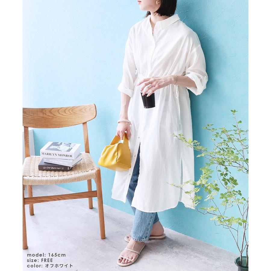 ロールアップドロストシアーシャツワンピース on3614080 レディース 2023年夏新作 シャツ 羽織 UV対策 紫外線対策 日焼け ネコ