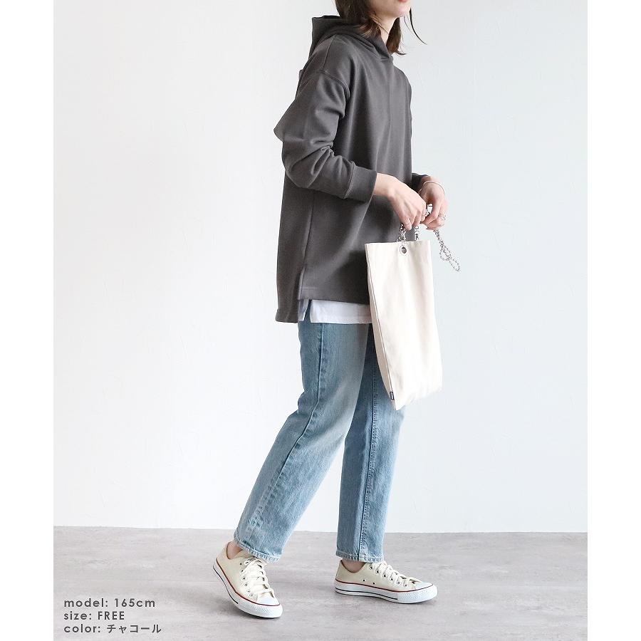 刺繍サイドスリットパーカー on3641512 2023年春新作 レディース トップス 長袖 スウェット プルオーバー ゆったり 大きめ