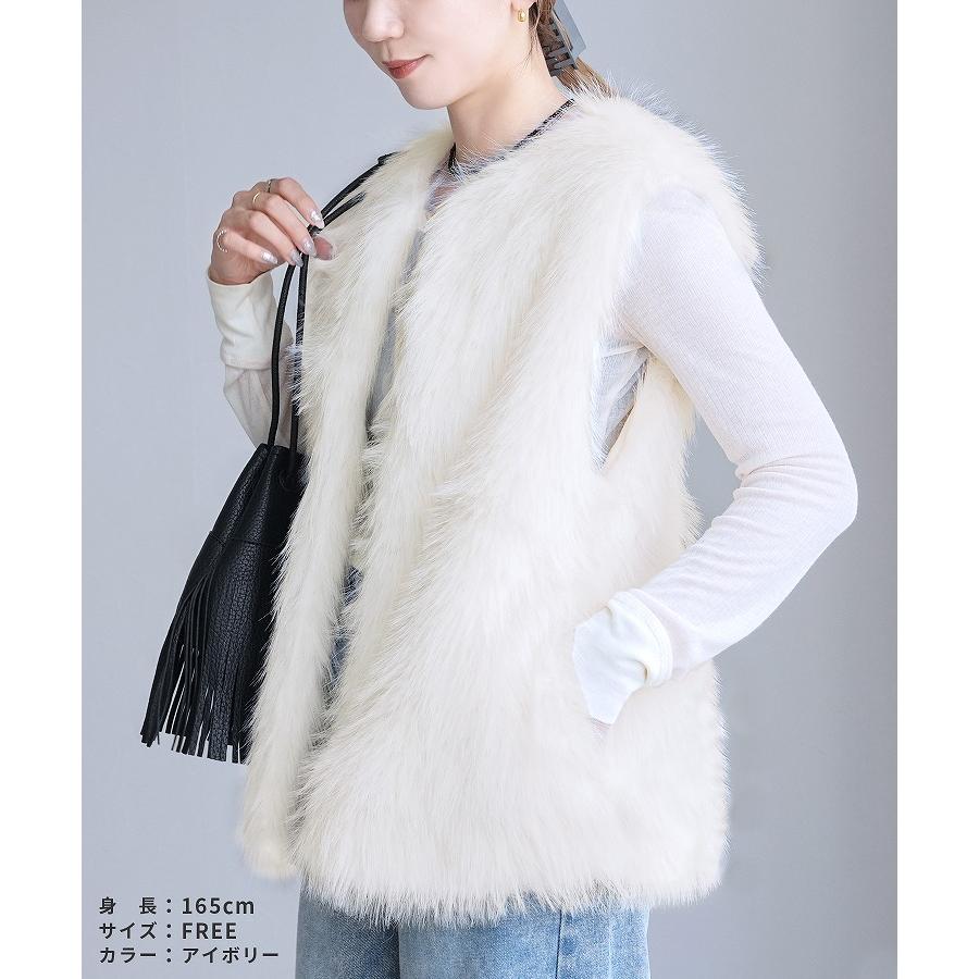 Ballsey アイボリーファーベスト Ballsey プードルファー Vネックベスト tomorrowland｜Yahoo