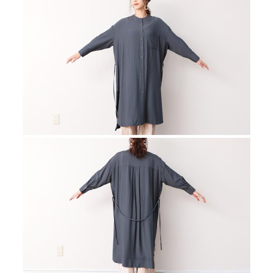 ウェスト紐付き サイドスリットシャツワンピース R4 S レディース 年秋新作 ワンピース 羽織り シャツ 薄手 ロング丈 スリット 長袖 秋 メール便対応5 R4 S Reca 通販 Yahoo ショッピング