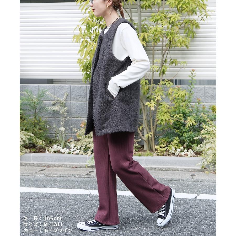 reca 裏起毛ボンディングセミワイドリブパンツ R21231-s レディース