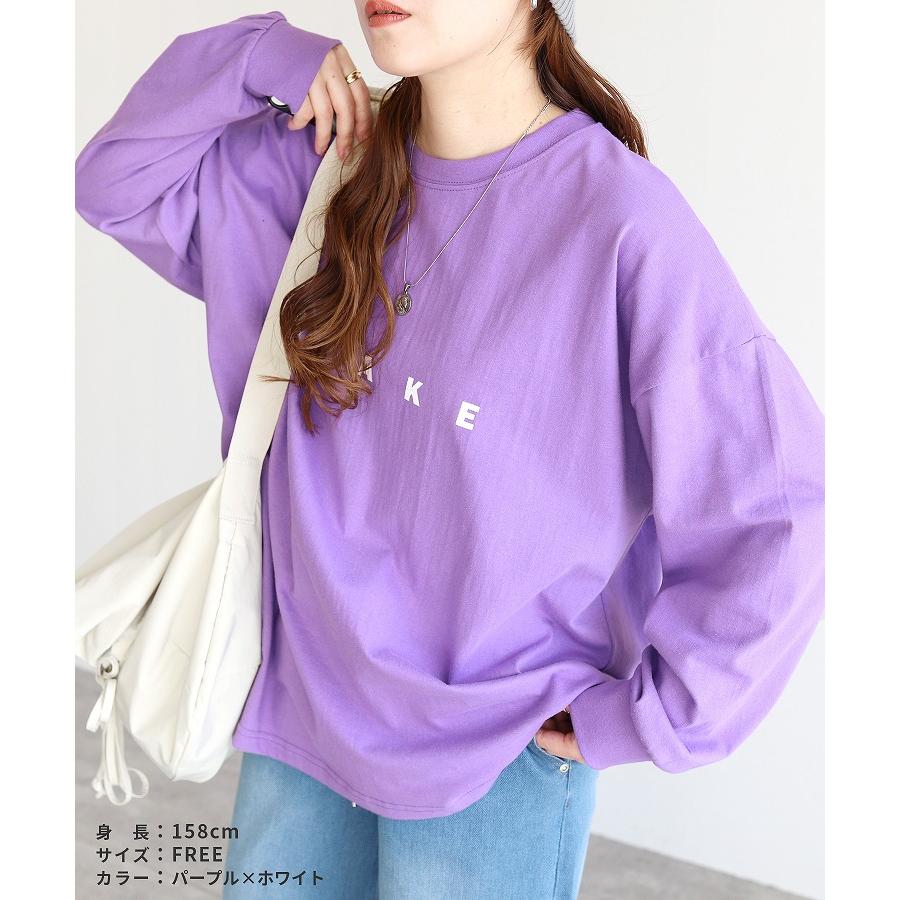 pelleq オーバーサイズ ロング Tシャツ パープル 38 reca（レカ） ロゴプリントオーバーサイズTシャツ R23116-k レディース