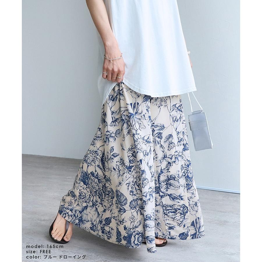 花柄シフォンロングスカート R24140-s レディース 2024年夏新作  