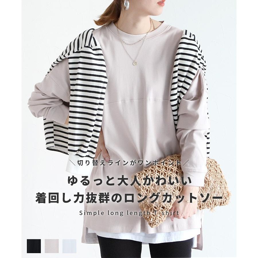 シンプル ロング丈 Tシャツ レディース トップス カットソー 無地 長袖 ドロップショルダー 秋 春 M L W0106 メール便対応10 W0106 Reca 通販 Yahoo ショッピング