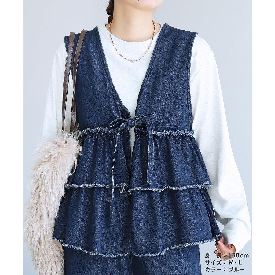 値下げ！【新品未使用】Frill vest pencil dress フリルティアードデニムベスト wd-0418 レディース 2025年秋新作