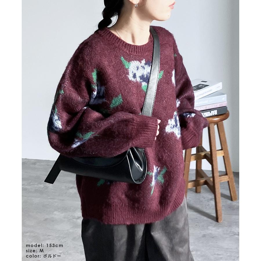 reca レトロ花柄ジャガードニット y1067 レディース 2024年秋冬新作