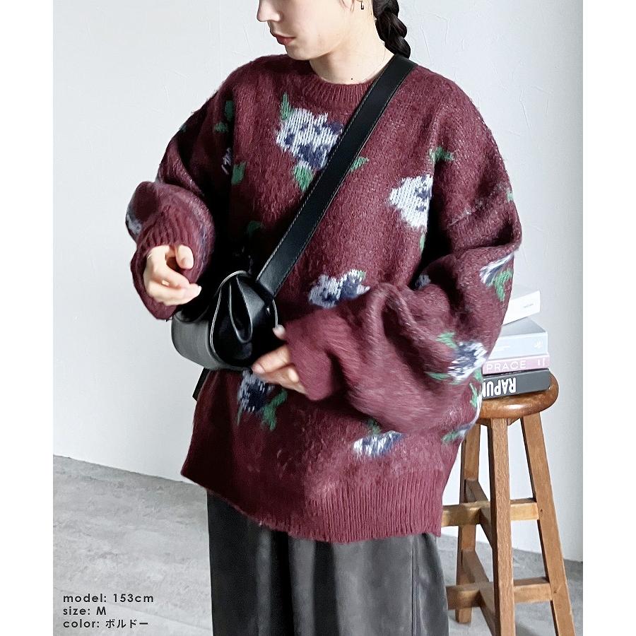 reca レトロ花柄ジャガードニット y1067 レディース 2024年秋冬新作