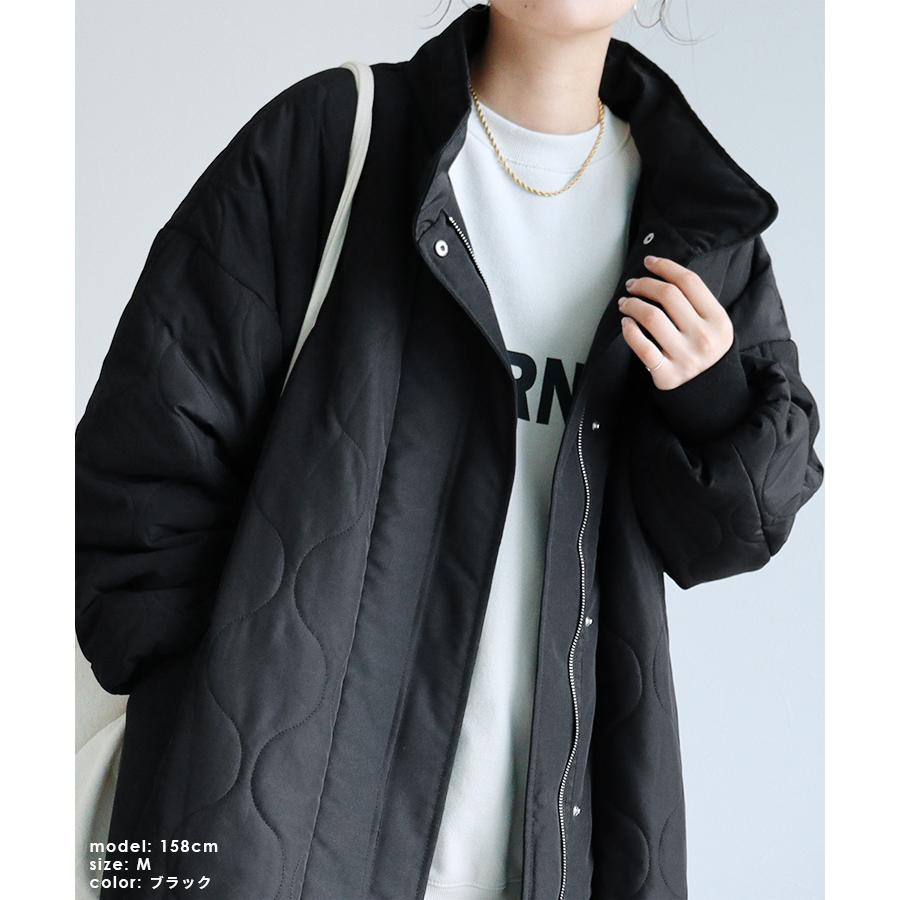 reca（レカ） キルト切替スタンドネックロングコート y8128 レディース