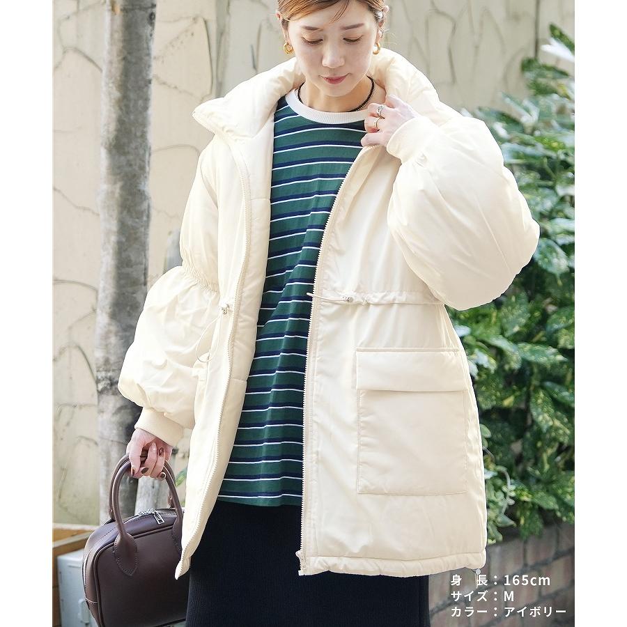 ドロストギャザースタンドカラーコート y8212 レディース 2025年冬新作