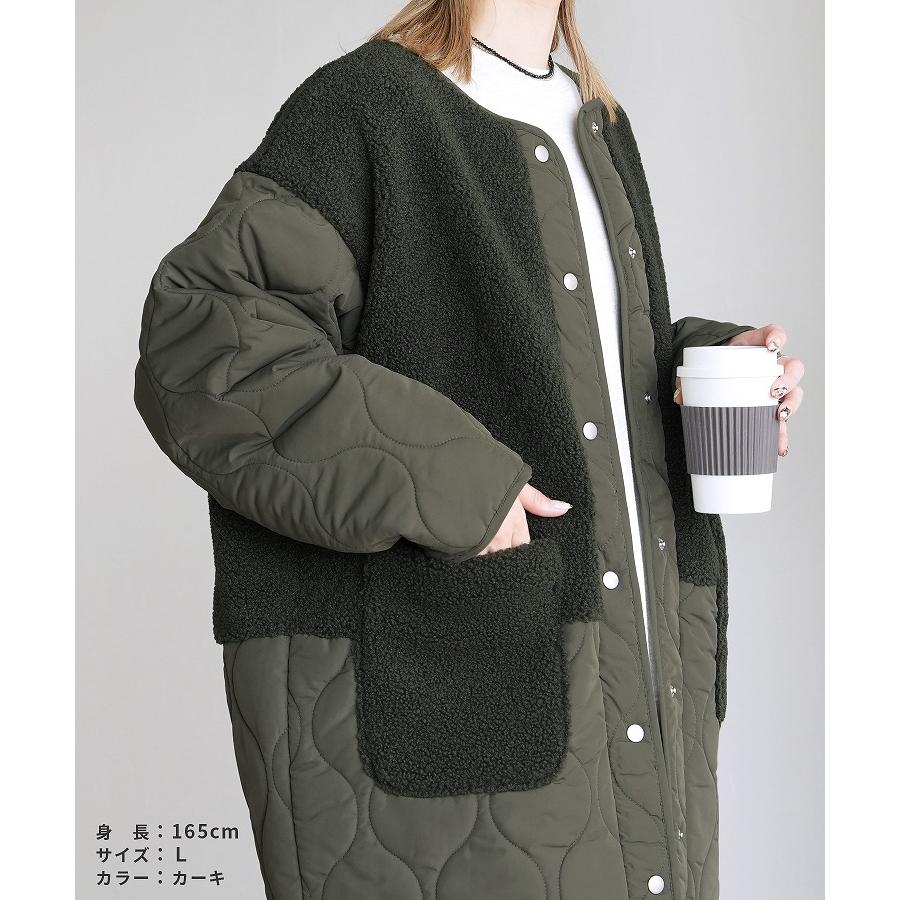 reca（レカ） ノーカラーボア×ひょうたんキルトコート y9961