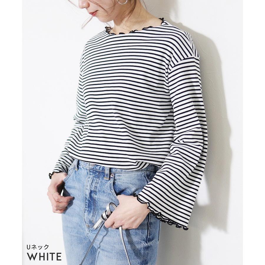 メロー ボーダー カットソー レディース トップス フリル フレア Uネック ボトルネック Mサイズ Zn Zn メール便対応10 Zn Reca 通販 Yahoo ショッピング
