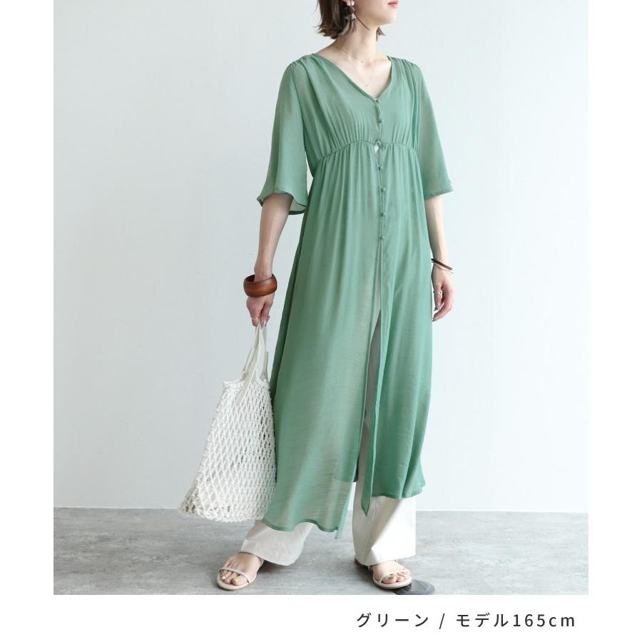 スラブガーゼギャザーガウンワンピース Zn レディース シャツワンピース 羽織 カジュアル シンプル 夏 ネコポス発送10 Zn Reca 通販 Yahoo ショッピング