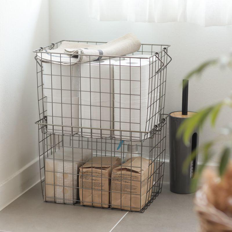 スタッキング バスケット Ancien fil Mサイズ 収納 ハンドル付き