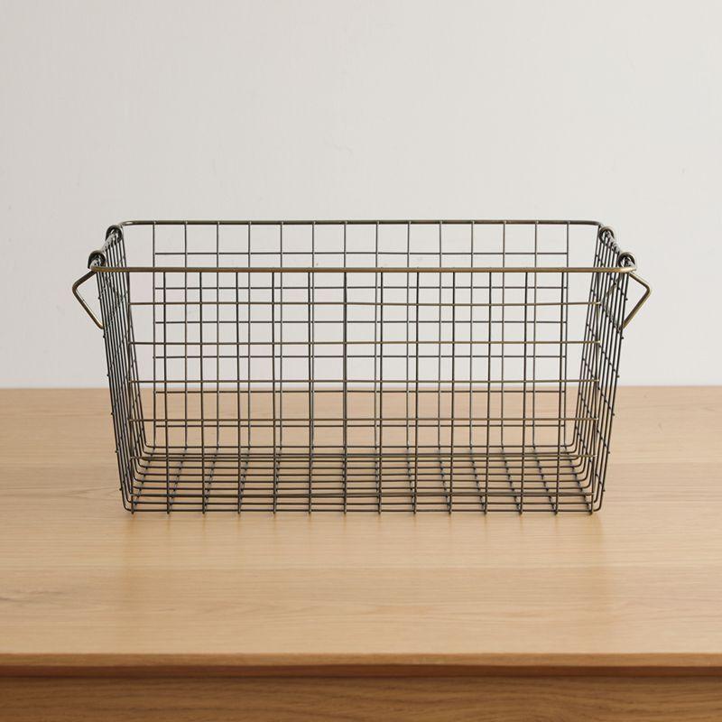 スタッキング バスケット Ancien fil 浅型 Lサイズ 収納 ハンドル付き