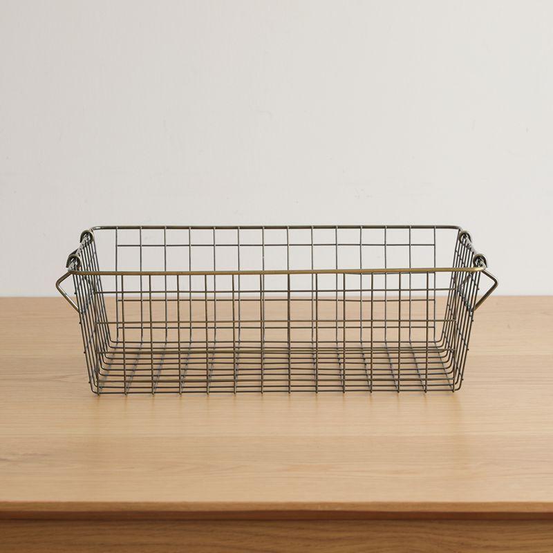 スタッキング バスケット Ancien fil 浅型 Mサイズ 収納 ハンドル付き