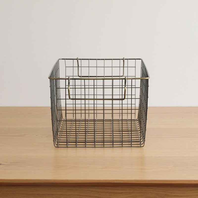 スタッキング バスケット Ancien fil 浅型 Mサイズ 収納 ハンドル付き