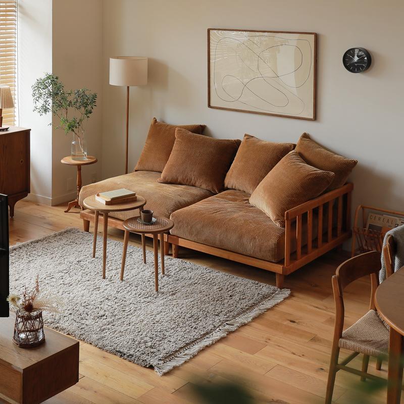 コーナーソファー AGRA アグラ ブラウンフレーム 1人掛け ソファ 木製