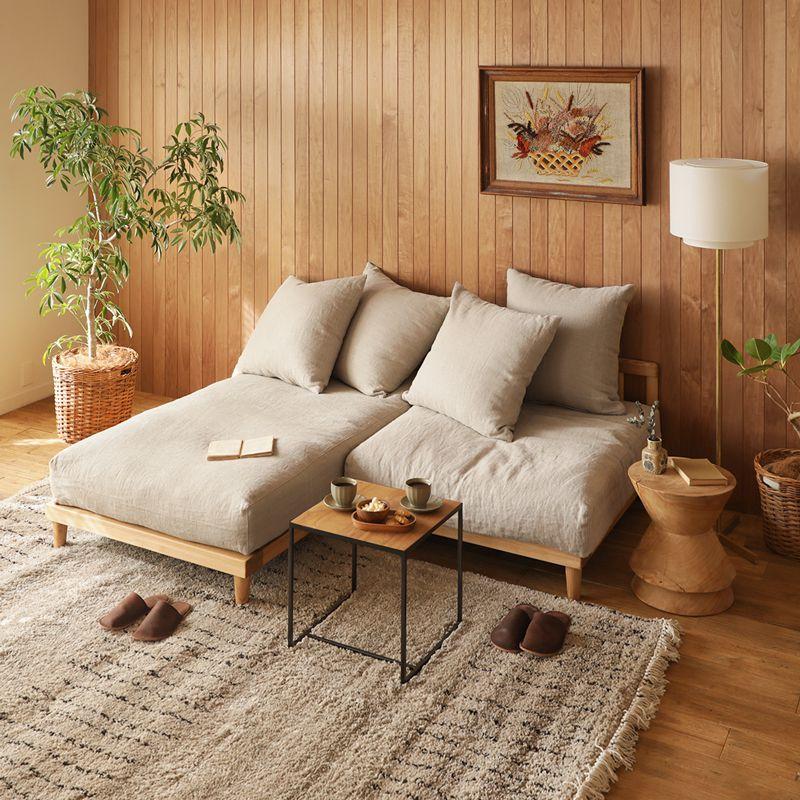 ナチュラルフレーム】 ソファー 2点セット AGRA あぐら カウチ 1.5人