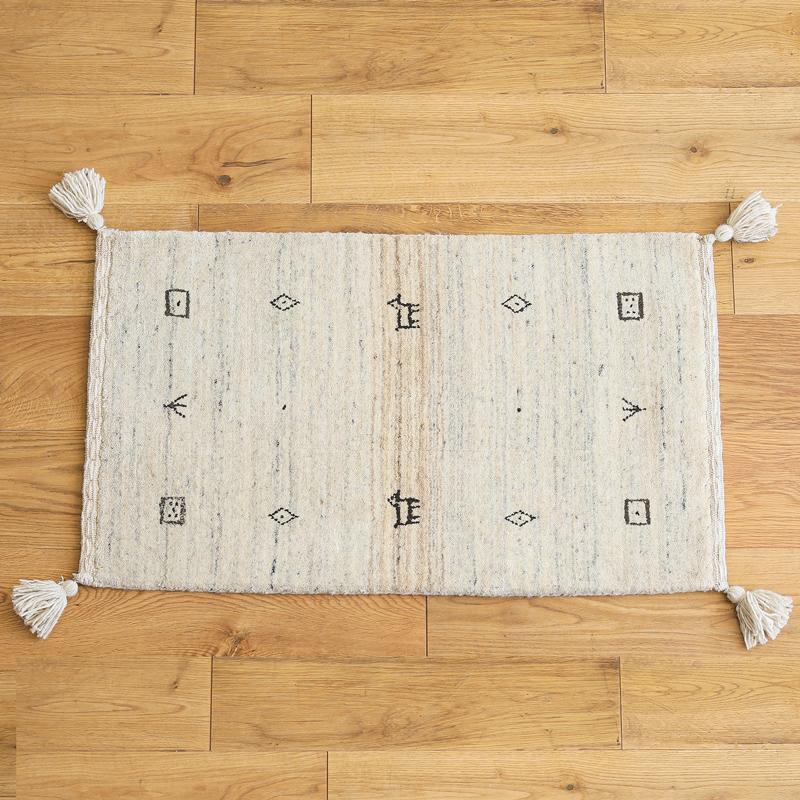 フロアマット Aile アイレ ギャッベ 45×75 インド製 ニュージーランド 