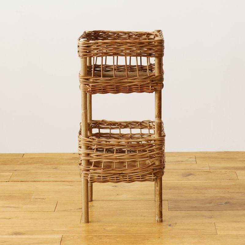 2段バスケット かご カゴ 収納 ラタン 籐 AROROG 籐家具 ラタン家具