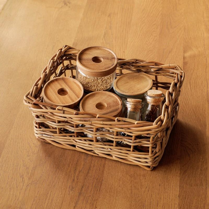 収納 バスケット カゴ かご ラタン 籐 スクエアバスケット AROROG S