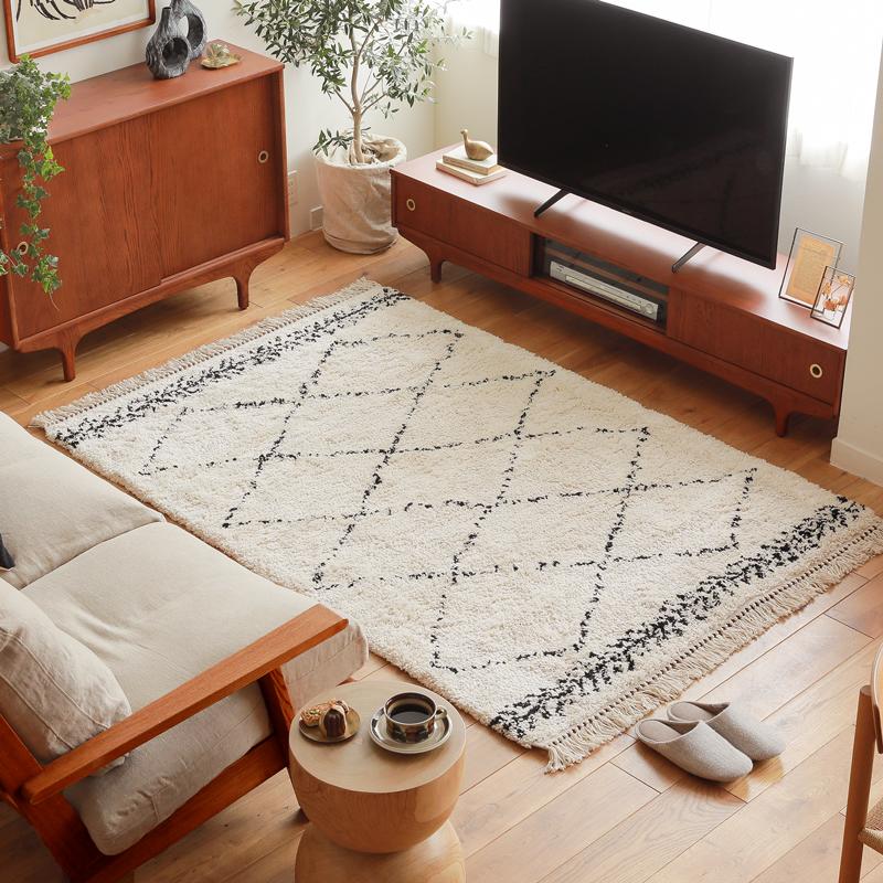 ラグマット BIANCA BOHO 100×140 ベニワレン風 ウィルトン織り 長方形