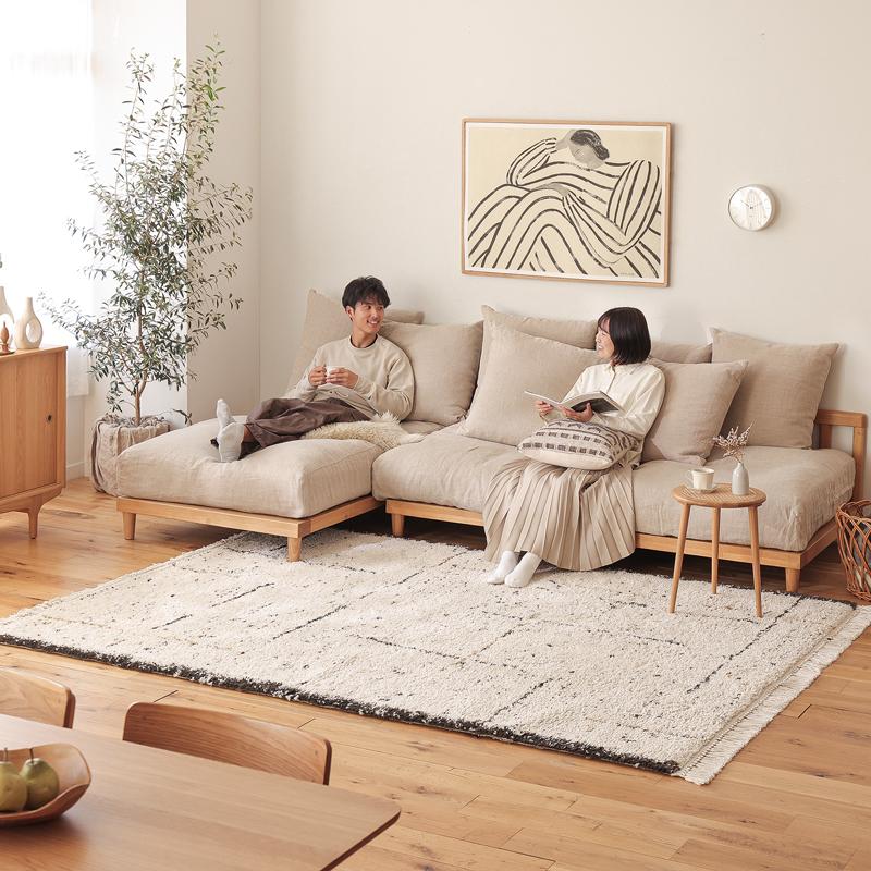 ラグマット BIANCA LINE-DOT 100×140 ウィルトン織り 長方形 ホット