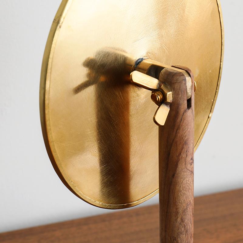 スタンドミラー オーバル BRASS＆WOOD 鏡 卓上 北欧 ナチュラル