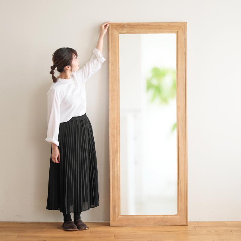 BREEZE ウォールミラー 180cm ナチュラル チーク 天然木 鏡 全身 BREEZE ウォールミラー 180cm ナチュラル チーク 天然木 鏡 全身
