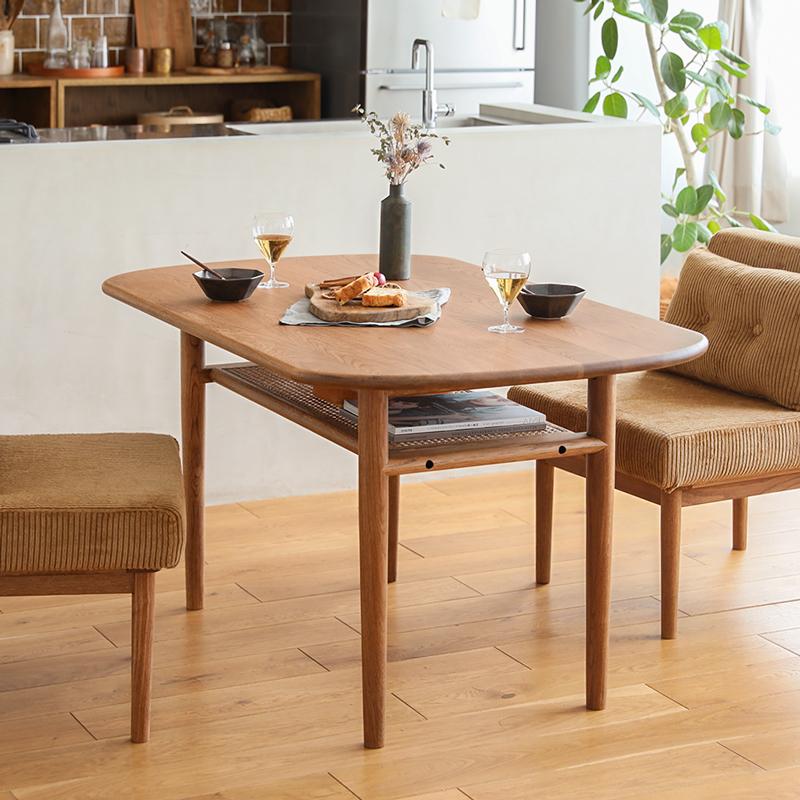ダイニングテーブル&スツールセット　北欧,楕円，無垢，木製 ダイニングテーブル culum／BR ブラウン 北欧 ラタン 楕円形 130
