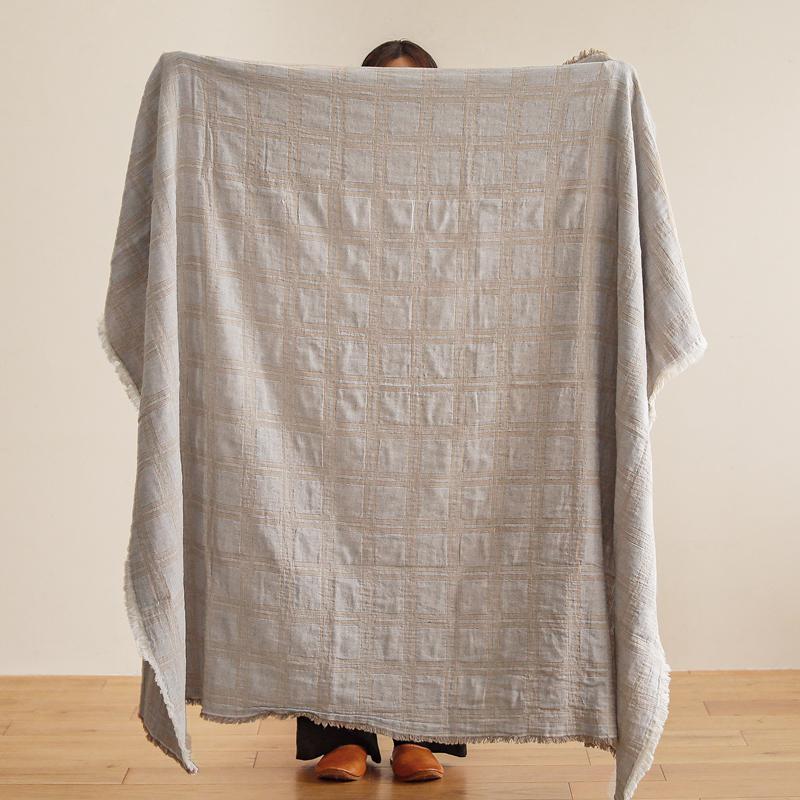 リネン&コットンブランケット elvang Dahlia 130×180 ライトグレー