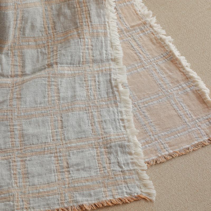 リネン&コットンブランケット elvang Dahlia 130×180 ライトグレー