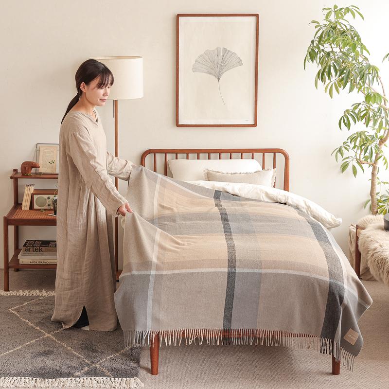 アルパカウールブランケット elvang Manhattan 130×200 ベージュ