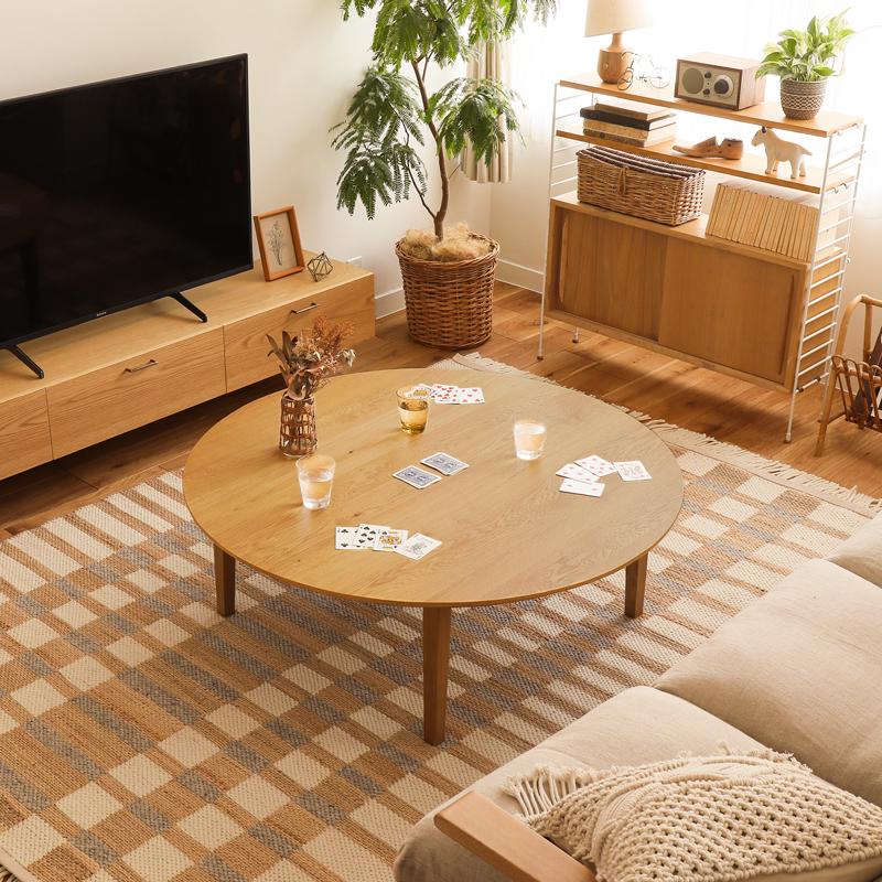 こたつテーブル 北欧 ナチュラルオーク こたつテーブル FAM／NA ナチュラル 円形 110 オーク ハロゲンヒーター