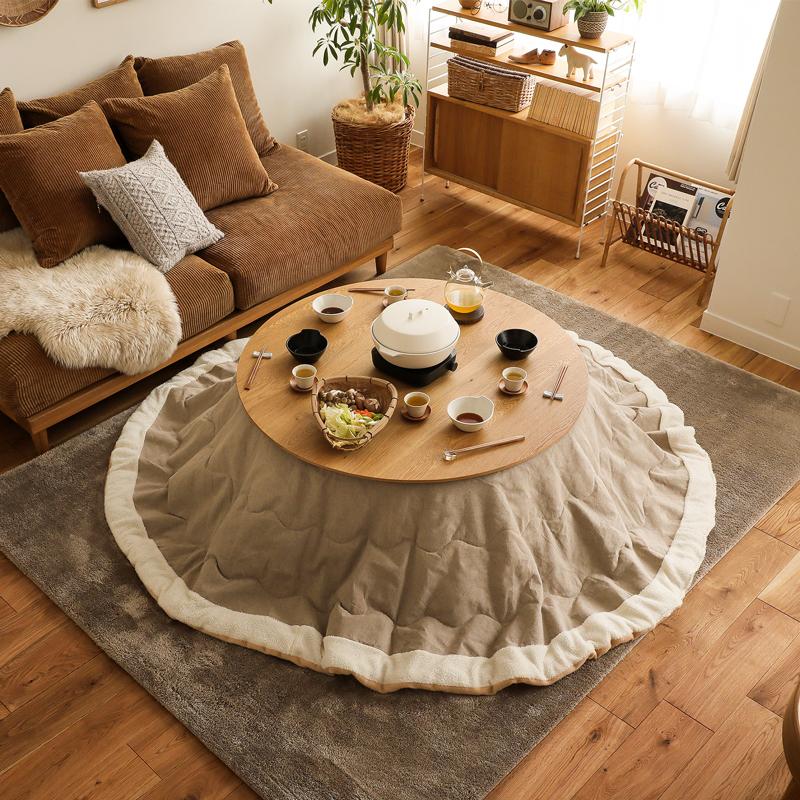 こたつテーブル 北欧 ナチュラルオーク こたつテーブル FAM／NA ナチュラル 円形 110 オーク ハロゲンヒーター