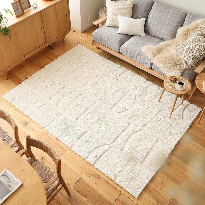 ウール コットン ラグ ラグマット Aタイプ 160×230 シンプル 格子模様